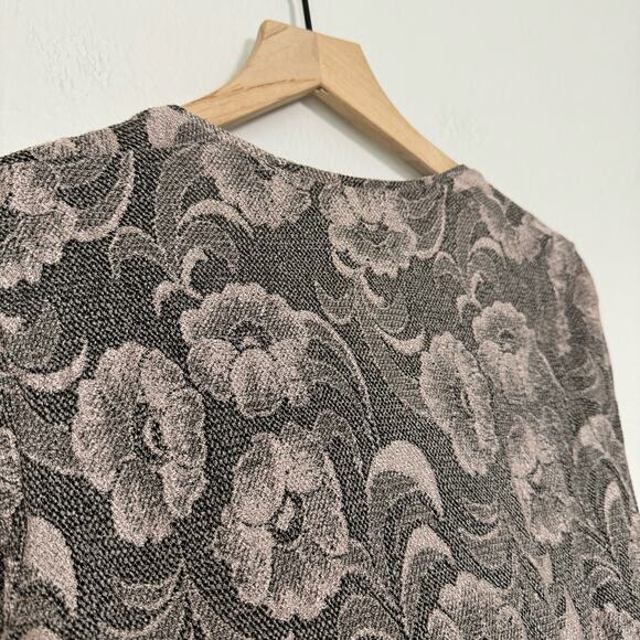 Vintage Jones New York Womens Brown Mesh Blouse Scoop Neck Longsleeve Size Small - Picture 7 of 8